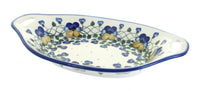 Polish Pottery Pansies Oval Dish with Handles