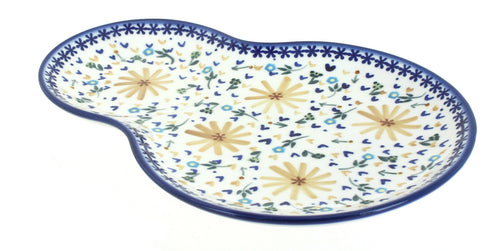 Polish Pottery Yellow Daisy Oval Breakfast Plate