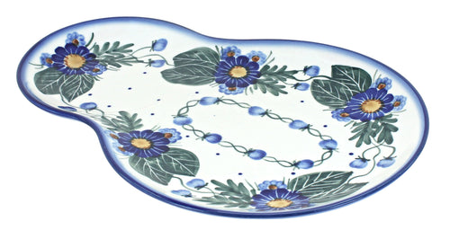 Polish Pottery Forget Me Not Oval Breakfast Plate