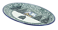 Polish Pottery Winter Forest Oval Dish - Green