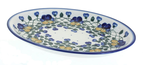 Polish Pottery Pansies Oval Dish