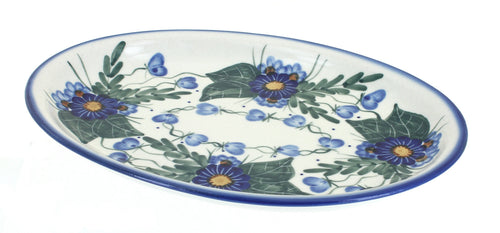 Polish Pottery Forget Me Not Oval Dish