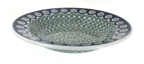Polish Pottery Peacock Swirl Soup Plate