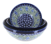 Polish Pottery Seaside Swirl 3 Piece Serving Bowl Set