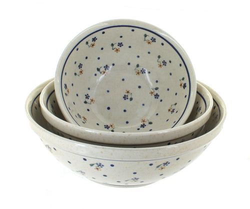 Polish Pottery Country Meadow 3 Piece Serving Bowl Set