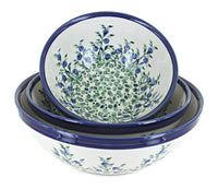 Polish Pottery Porcelain Vine 3 Piece Serving Bowl Set