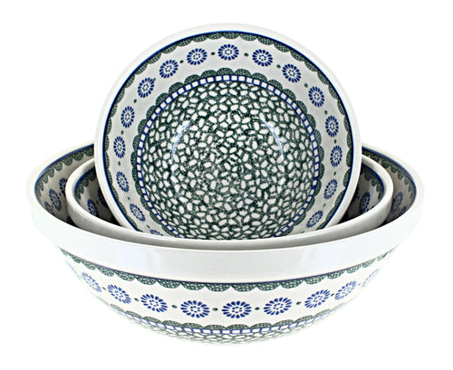 Polish Pottery Maia 3 Piece Serving Bowl Set