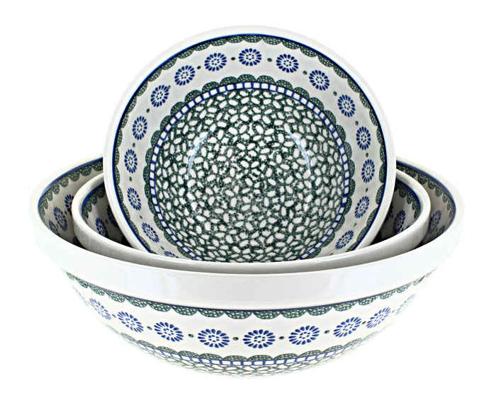 Polish Pottery Maia 3 Piece Serving Bowl Set