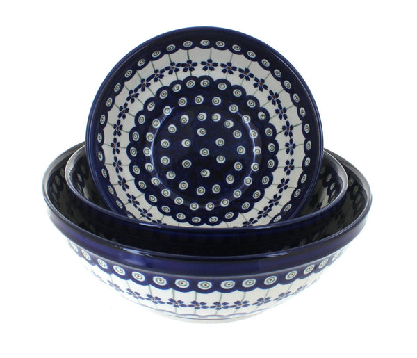 Flowering Peacock 3 Piece Serving Bowl Set