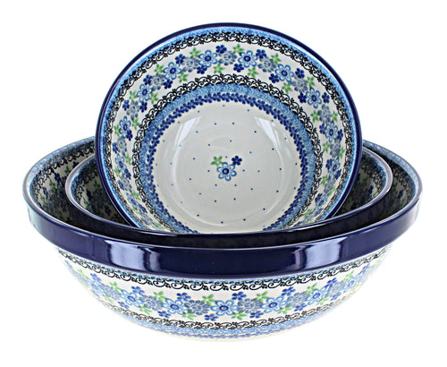 Polish Pottery Eliza 3 Piece Serving Bowl Set