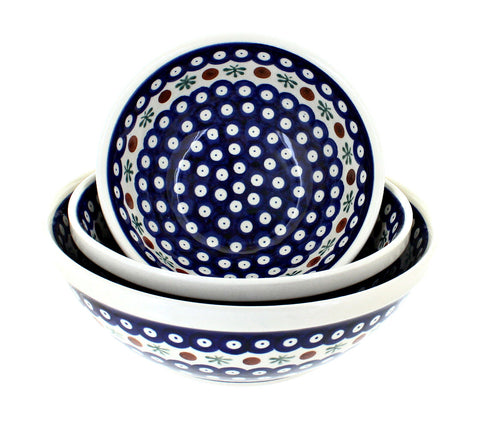 Polish Pottery Nature 3 Piece Serving Bowl Set