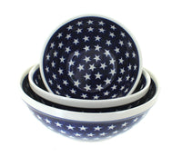 Polish Pottery Stars 3 Piece Serving Bowl Set