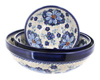 Polish Pottery Daisy Surprise 3 Piece Serving Bowl Set