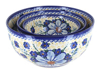 Polish Pottery Daisy Surprise 3 PC Mixing Bowl Set