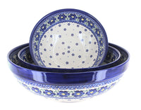 Polish Pottery Spring Blossom 3 Piece Serving Bowl Set