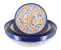 Polish Pottery Butterfly 3 Piece Serving Bowl Set