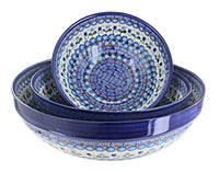 Polish Pottery Savannah 3 Piece Large Serving Bowl Set