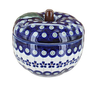 Polish Pottery Flowering Peacock Apple Baker