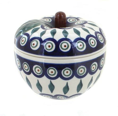 Polish Pottery Peacock Apple Baker