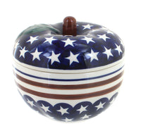 Polish Pottery Stars & Stripes Apple Baker