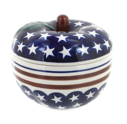 Polish Pottery Stars & Stripes Apple Baker