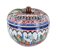 Polish Pottery Floral Butterfly Apple Baker