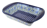 Polish Pottery Seaside Swirl Large Rectangular Baker with Handles