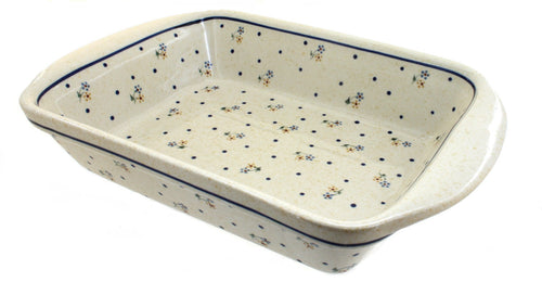 Polish Pottery Country Meadow Large Rectangular Baker with Handles