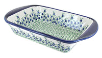 Polish Pottery Porcelain Vine Large Rectangular Baker with Handles