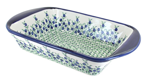 Polish Pottery Porcelain Vine Large Rectangular Baker with Handles