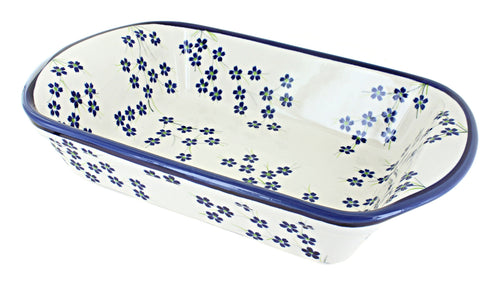 Polish Pottery Willow Large Rectangular Baker with Handles