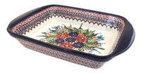 Polish Pottery Floral Butterfly Large Rectangular Baker with Handles