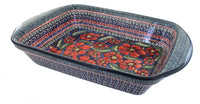 Polish Pottery Jungle Flower Large Rectangular Baker with Handles