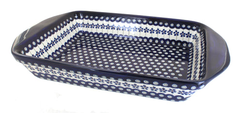 Polish Pottery Flowering Peacock Extra Large Baker