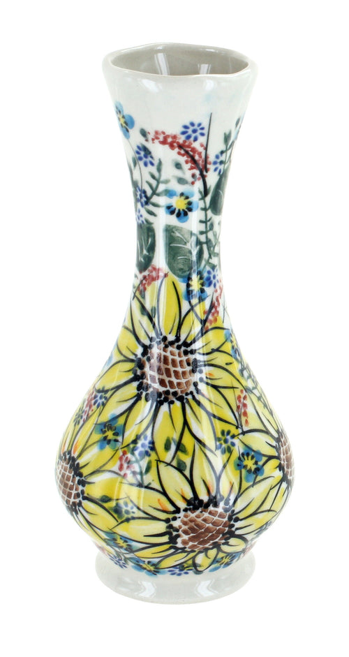 Polish Pottery Sunflower Maze Small Bud Vase