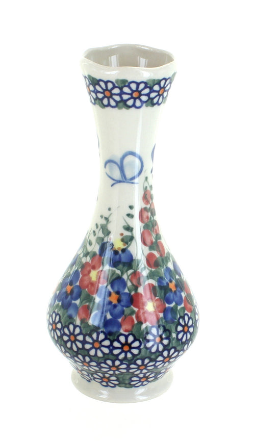 Polish Pottery Garden Butterfly Small Bud Vase
