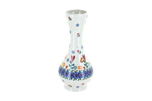 Polish Pottery Hearts & Flowers Small Bud Vase