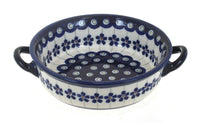 Polish Pottery Flowering Peacock Small Baker with Handles