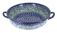Polish Pottery Seaside Swirl Round Casserole with Handles