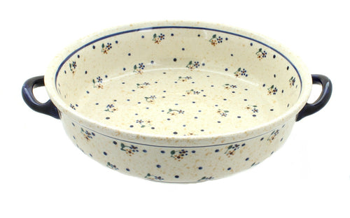 Polish Pottery Country Meadow Round Casserole with Handles