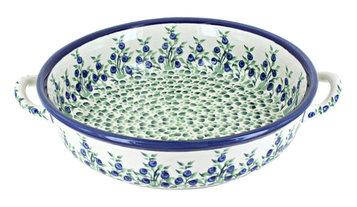 Polish Pottery Porcelain Vine Round Casserole with Handles