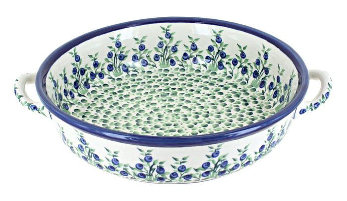 Polish Pottery Porcelain Vine Round Casserole with Handles