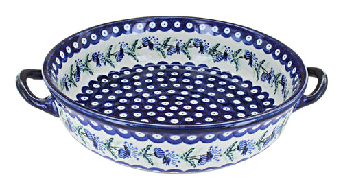 Polish Pottery Sweet Annie Round Casserole with Handles