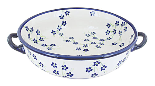Polish Pottery Willow Round Casserole with Handles