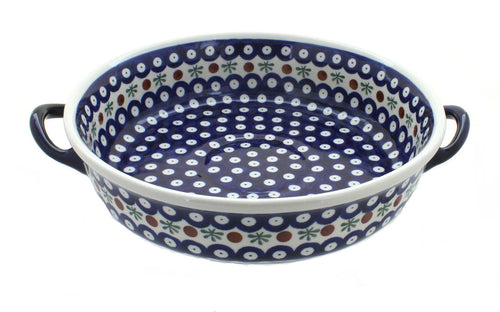 Polish Pottery Nature Round Casserole with Handles