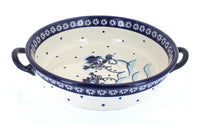 Polish Pottery Frosty Friend Round Casserole with Handles