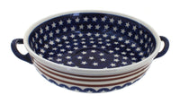 Polish Pottery Stars & Stripes Round Casserole with Handles