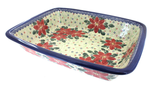 Polish Pottery Poinsettia Lasagna Dish