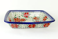Poinsettia Lasagna Dish Polish Pottery