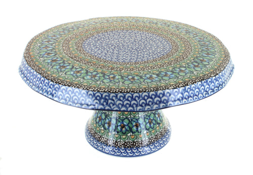 Polish Pottery Mardi Gras Cake Plate